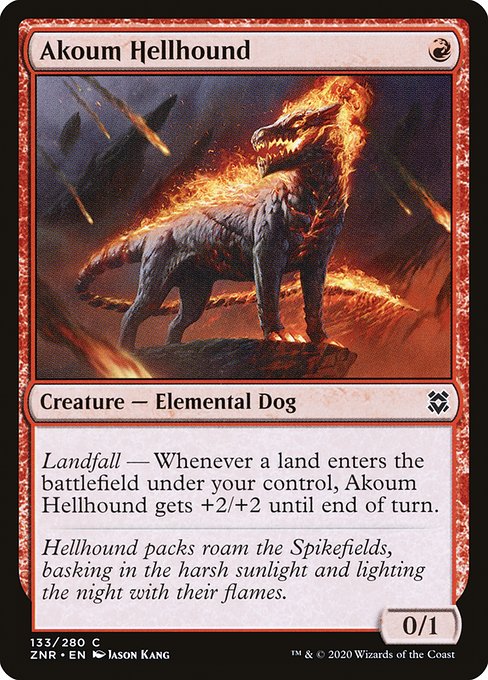 【Foil】【EN】アクームのヘルハウンド/Akoum Hellhound [ZNR] 赤C No.133