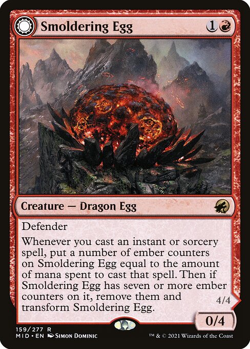 【Foil】【EN】Smoldering Egg // Ashmouth Dragon [MID] 混R No.159