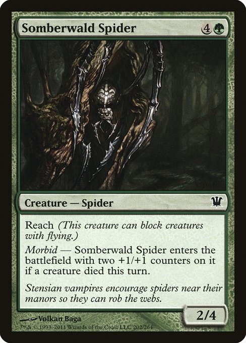 【Foil】【EN】ソンバーワルドの蜘蛛/Somberwald Spider [ISD] 緑C No.202