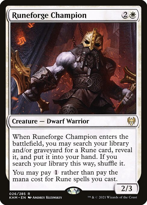 【Foil】【EN】ルーン鍛えの勇者/Runeforge Champion [KHM] 白R No.26