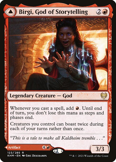 【Foil】【EN】Birgi, God of Storytelling // Harnfel, Horn of Bounty [KHM] 混R No.123