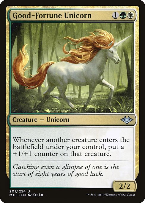 【Foil】【EN】吉兆の一角獣/Good-Fortune Unicorn [MH1] 金U No.201