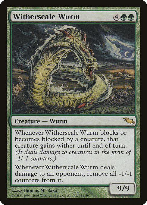 【Foil】【EN】萎縮鱗のワーム/Witherscale Wurm [SHM] 緑R No.134