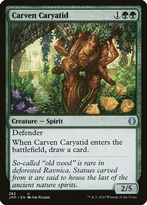 【EN】木彫りの女人像/Carven Caryatid [JMP] 緑U No.382