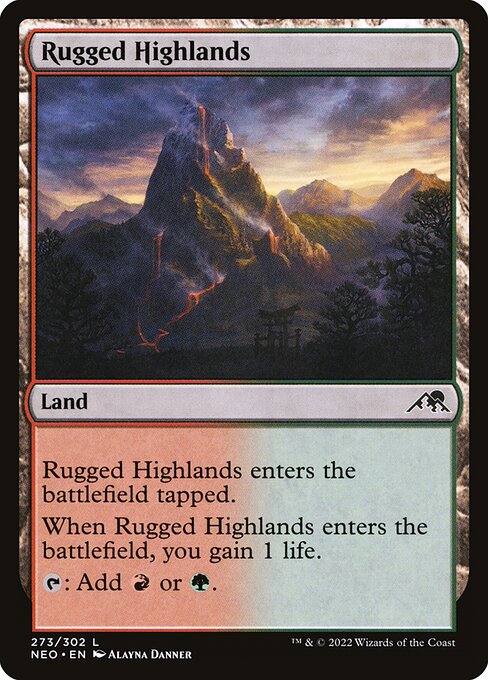 【Foil】【EN】岩だらけの高地/Rugged Highlands [NEO] 無C No.273