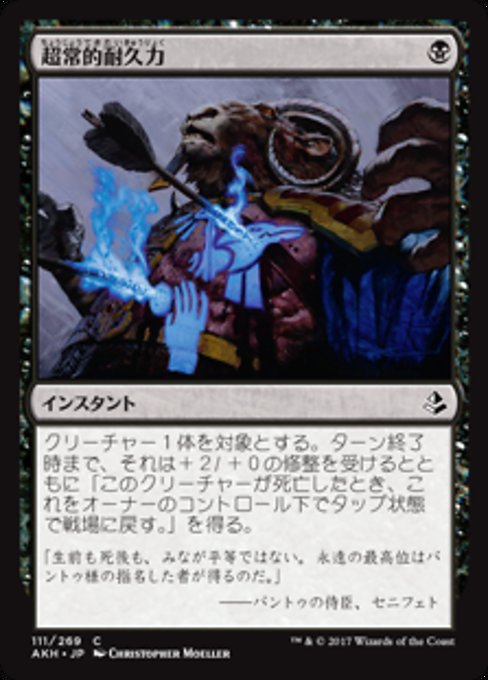【Foil】【JP】超常的耐久力/Supernatural Stamina [AKH] 黒C No.111