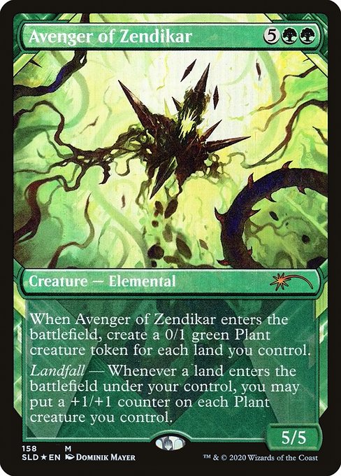 【ショーケース】【フルアート】【EN】ゼンディカーの報復者/Avenger of Zendikar [SLD] 緑M No.158