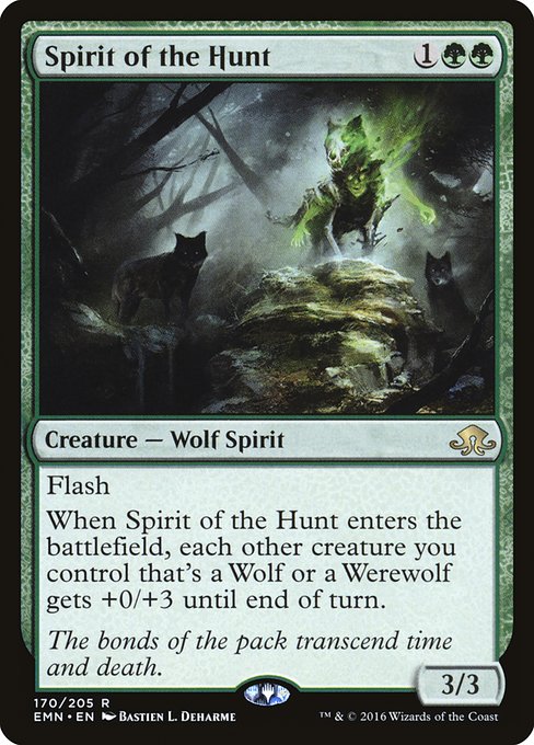 【Foil】【EN】狩りの精霊/Spirit of the Hunt [EMN] 緑R No.170