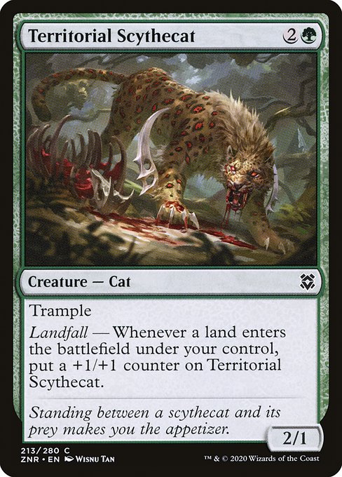 【Foil】【EN】縄張り持ちの大鎌猫/Territorial Scythecat [ZNR] 緑C No.213