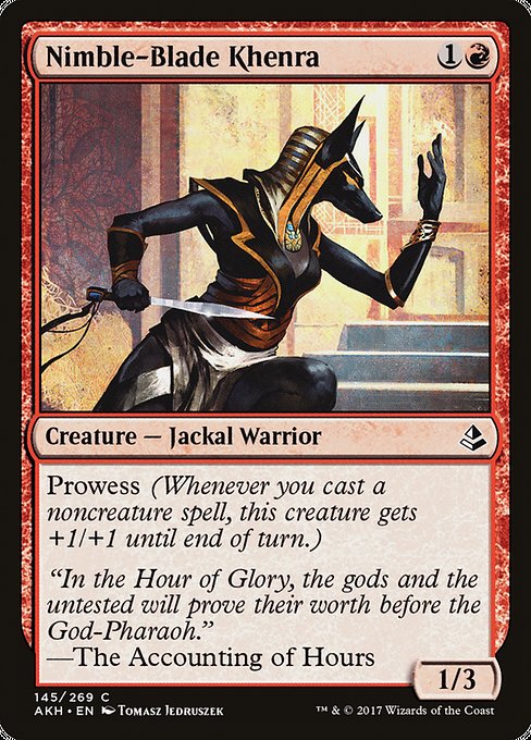 【Foil】【EN】捷刃のケンラ/Nimble-Blade Khenra [AKH] 赤C No.145