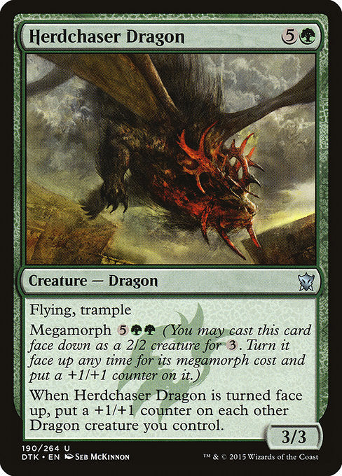 【Foil】【EN】群追いドラゴン/Herdchaser Dragon [DTK] 緑U No.190
