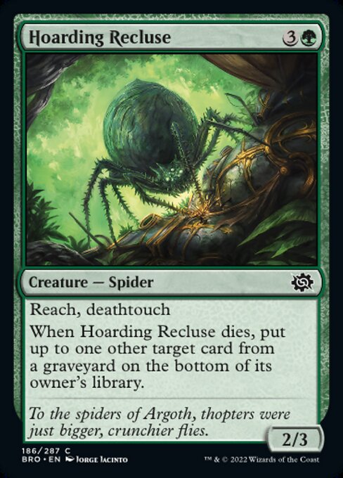 【Foil】【EN】溜め込むイトグモ/Hoarding Recluse [BRO] 緑C No.186