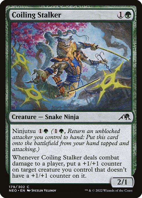 【Foil】【EN】とぐろ巻きの忍び寄り/Coiling Stalker [NEO] 緑C No.179