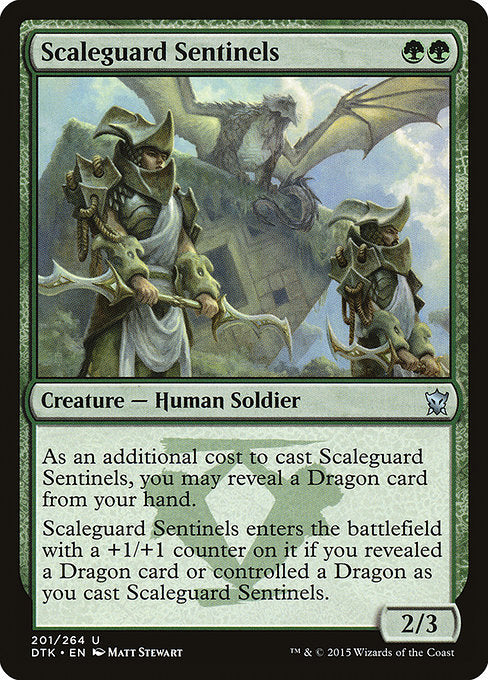 【Foil】【EN】鱗衛兵の歩哨/Scaleguard Sentinels [DTK] 緑U No.201