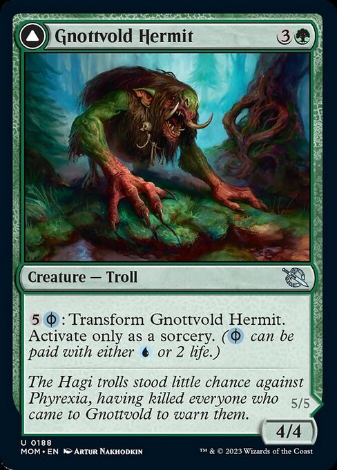 【Foil】【EN】ノットヴォルドの隠遁者 // 金属の徒党の大男/Gnottvold Hermit // Chrome Host Hulk [MOM] 混U No.188