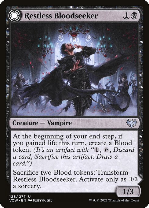 【Foil】【EN】Restless Bloodseeker // Bloodsoaked Reveler [VOW] 混U No.128