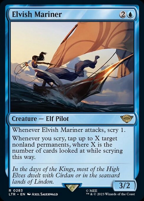 【Foil】【EN】エルフの船乗り/Elvish Mariner [LTR] 青R No.283