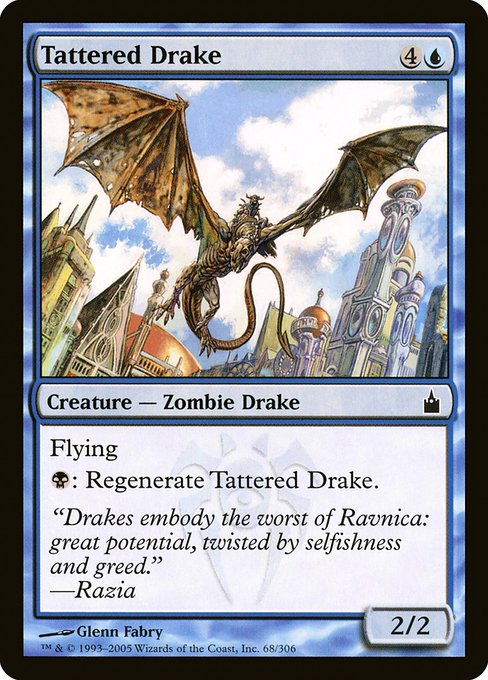 【Foil】【EN】破れ翼のドレイク/Tattered Drake [RAV] 青C No.68