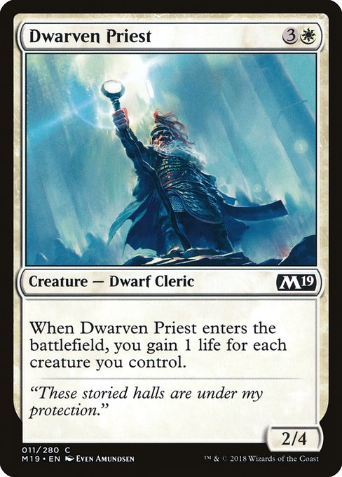 【Foil】【EN】ドワーフの僧侶/Dwarven Priest [M19] 白C No.11