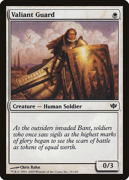 【Foil】【EN】雄々しい守備兵/Valiant Guard [CON] 白C No.19