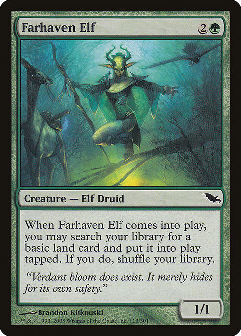 【Foil】【EN】彼方地のエルフ/Farhaven Elf [SHM] 緑C No.113