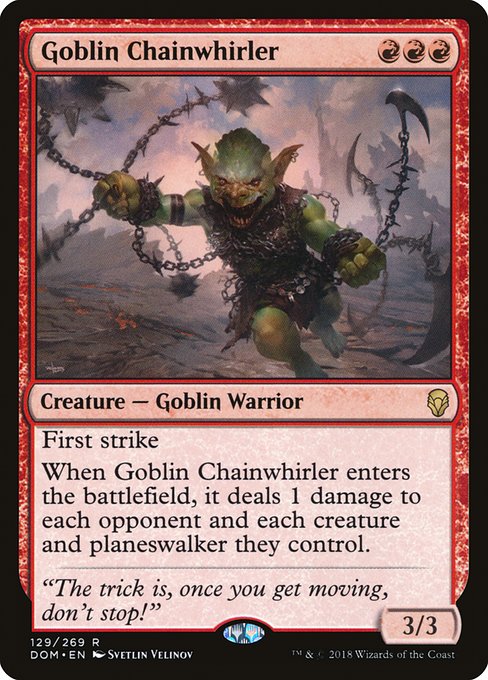 【Foil】【EN】ゴブリンの鎖回し/Goblin Chainwhirler [DOM] 赤R No.129