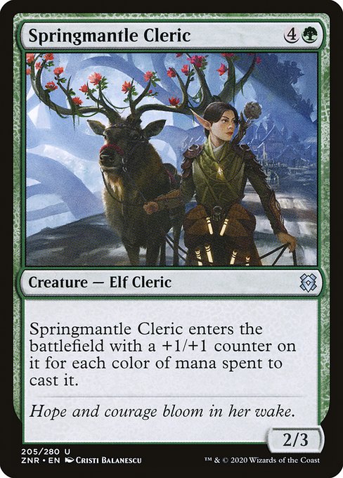 【Foil】【EN】春衣の僧侶/Springmantle Cleric [ZNR] 緑U No.205