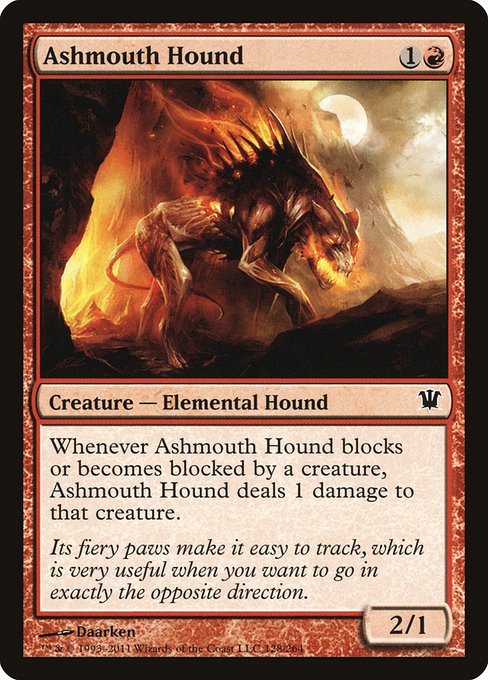 【Foil】【EN】灰口の猟犬/Ashmouth Hound [ISD] 赤C No.128