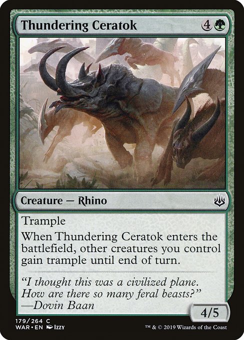 【Foil】【EN】轟く角獣/Thundering Ceratok [WAR] 緑C No.179