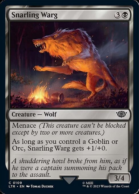【Foil】【EN】うなる魔狼/Snarling Warg [LTR] 黒C No.109