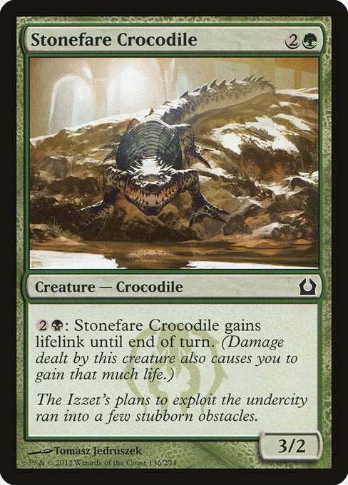 【Foil】【EN】石載りのクロコダイル/Stonefare Crocodile [RTR] 緑C No.136