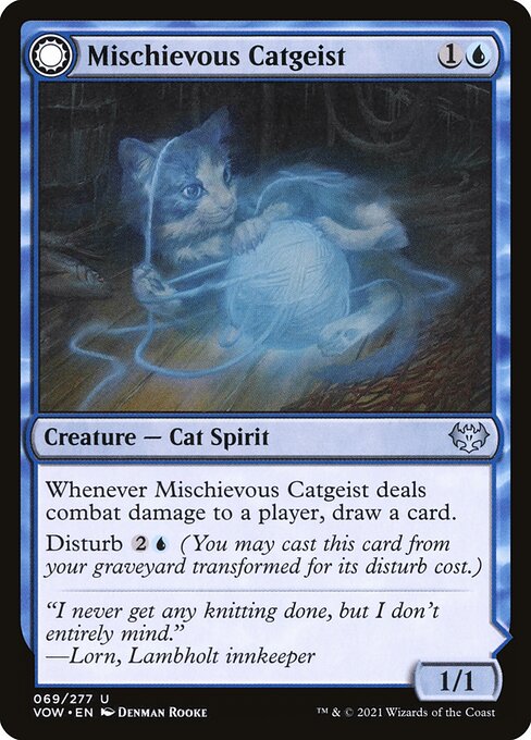 【Foil】【EN】Mischievous Catgeist // Catlike Curiosity [VOW] 混U No.69
