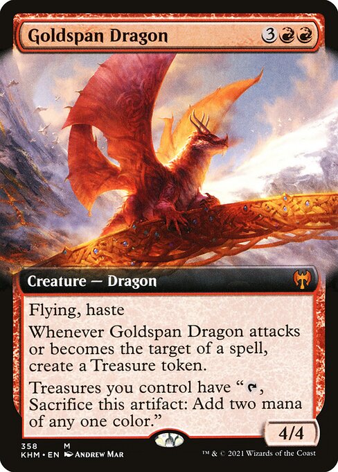 【Foil】【EN】黄金架のドラゴン/Goldspan Dragon [KHM] 赤M No.358