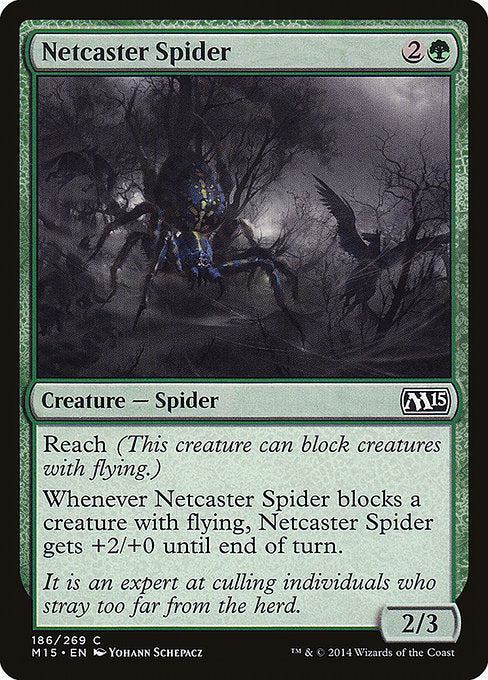 【Foil】【EN】網投げ蜘蛛/Netcaster Spider [M15] 緑C No.186