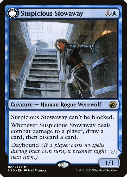 【Foil】【EN】Suspicious Stowaway // Seafaring Werewolf [MID] 混R No.80