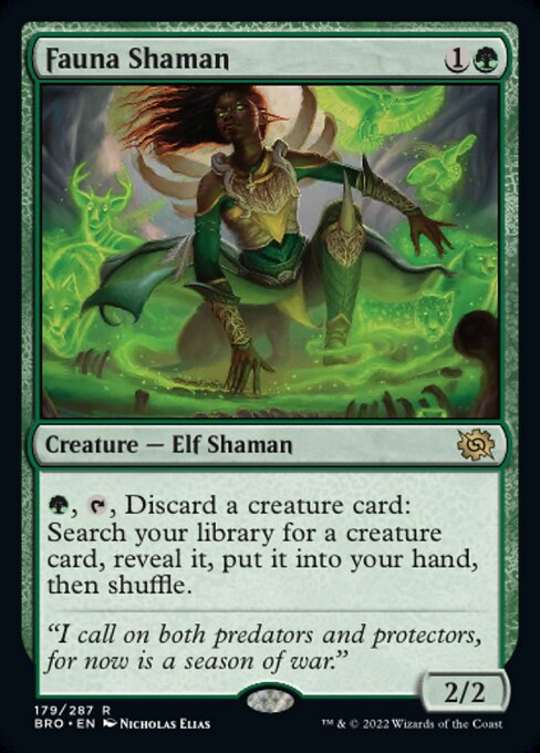 【Foil】【EN】獣相のシャーマン/Fauna Shaman [BRO] 緑R No.179