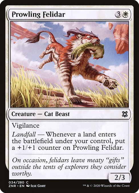 【Foil】【EN】うろつくフェリダー/Prowling Felidar [ZNR] 白C No.34