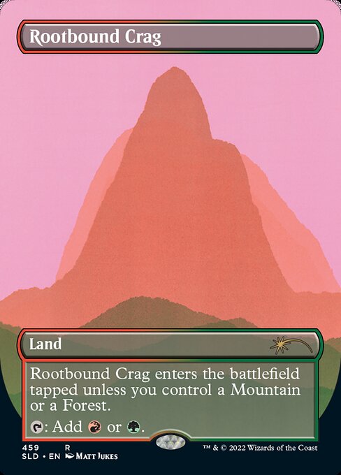 【フルアート】【Foil】【EN】根縛りの岩山/Rootbound Crag [SLD] 無R No.459