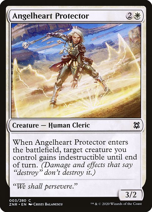 【Foil】【EN】天使心の守護者/Angelheart Protector [ZNR] 白C No.3