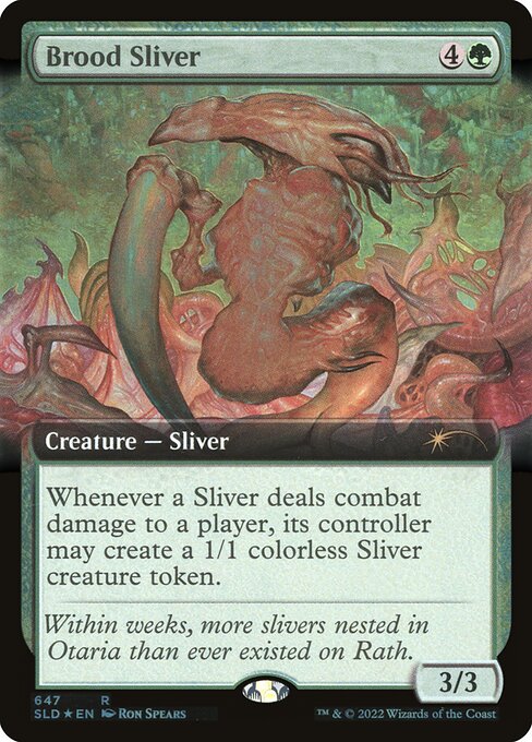 【拡張アート】【Foil】【EN】繁殖スリヴァー/Brood Sliver [SLD] 緑R No.647