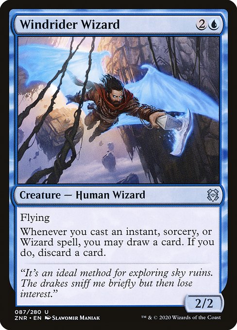 【Foil】【EN】風乗りの魔術師/Windrider Wizard [ZNR] 青U No.87