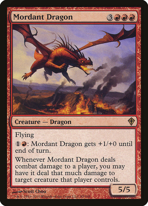 【Foil】【EN】焼酸のドラゴン/Mordant Dragon [WWK] 赤R No.85