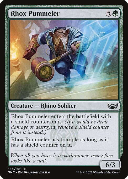 【Foil】【EN】ロウクスの打撃手/Rhox Pummeler [SNC] 緑C No.155