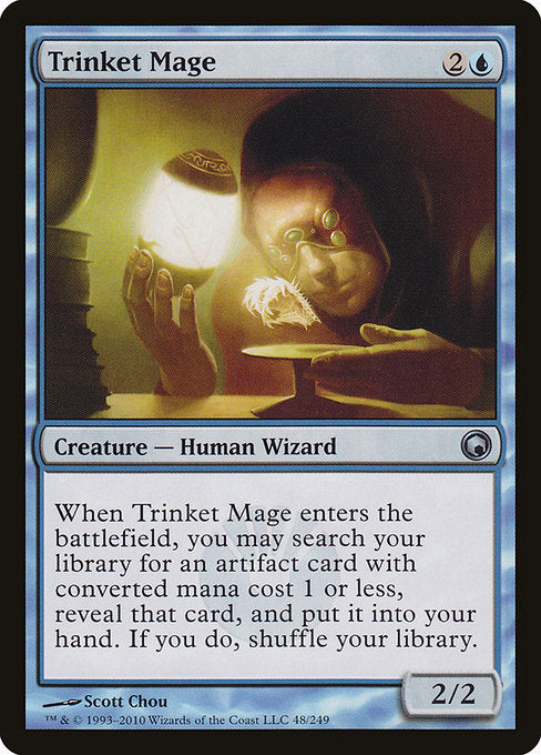 【Foil】【EN】粗石の魔道士/Trinket Mage [SOM] 青U No.48