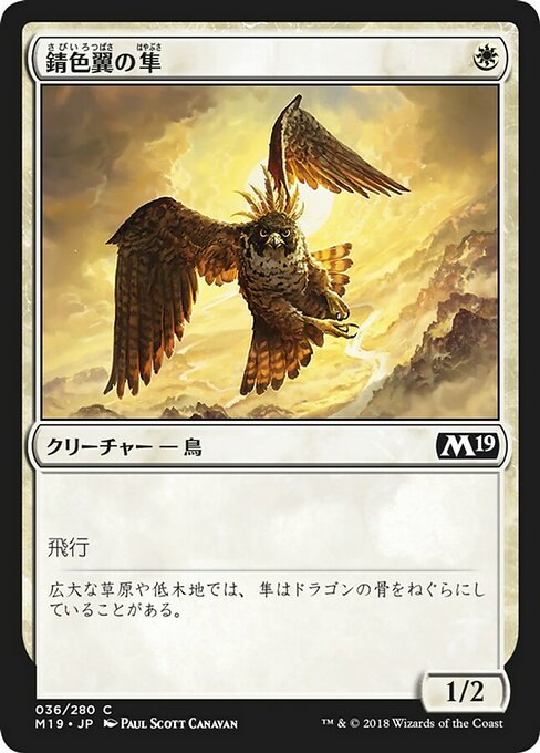 【Foil】【JP】錆色翼の隼/Rustwing Falcon [M19] 白C No.36