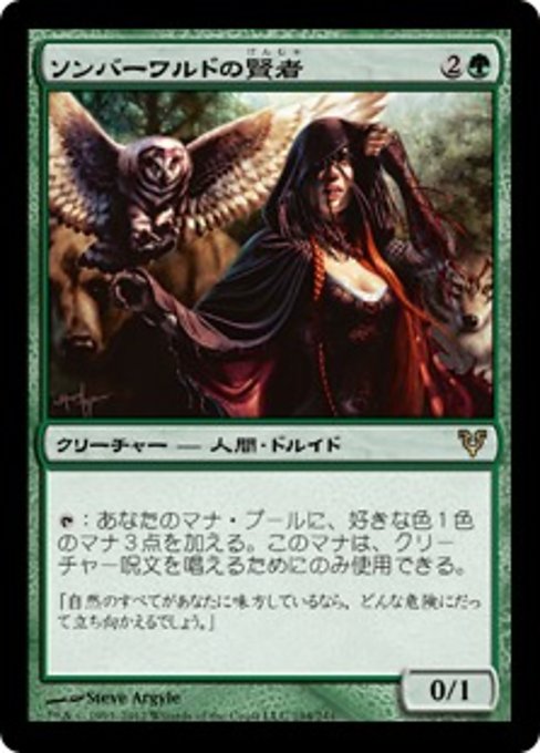 【Foil】【JP】ソンバーワルドの賢者/Somberwald Sage [AVR] 緑R No.194