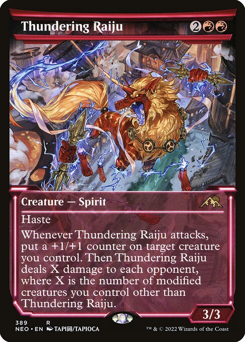 【Foil】【EN】轟く雷獣/Thundering Raiju [NEO] 赤R No.389