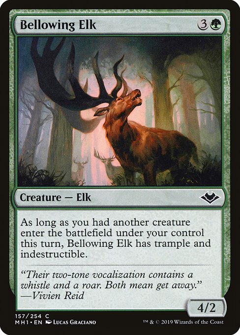 【Foil】【EN】吼える大鹿/Bellowing Elk [MH1] 緑C No.157