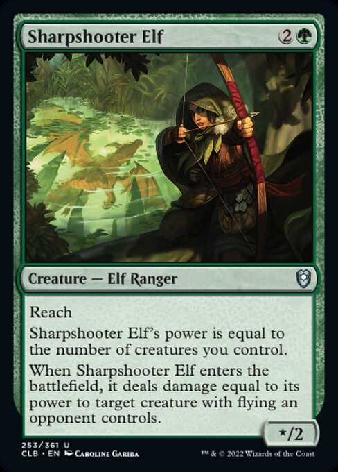 【Foil】【EN】エルフの名射手/Sharpshooter Elf [CLB] 緑U No.253