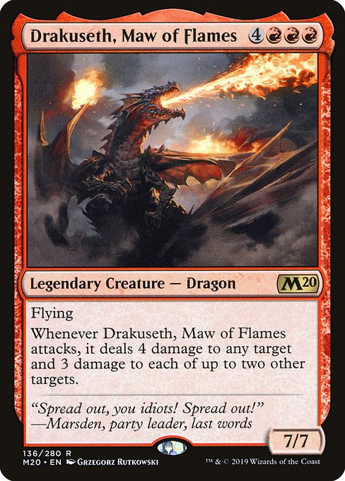 【Foil】【EN】炎の大口、ドラクセス/Drakuseth, Maw of Flames [M20] 赤R No.136